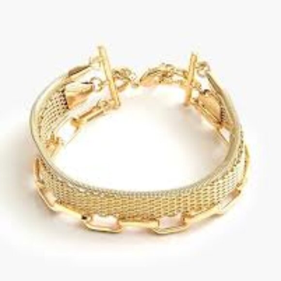 J. Crew Rich Gold Triple-Chain Bracelet/NWT - Picture 2 of 11
